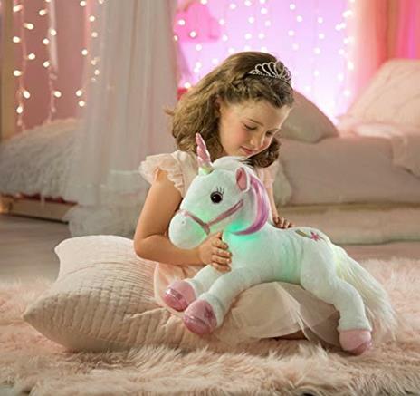Lica Bella Unicorno Supermorbido Con Luci Dei Colori Dell'Arcobaleno, Occhi Brillanti E Suoni Magici - 4