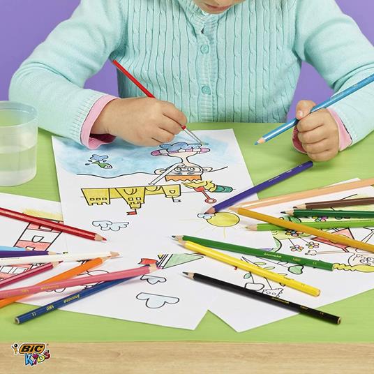 BIC Kids Matite Colorate Acquerellabili, Aquacouleur, Colori Assortiti, Confezione da 24 Matite, Colori per Bambini a Casa e a Scuola - 3