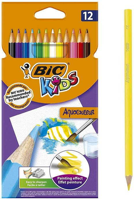 BIC Kids Matite Colorate Acquerellabili, Aquacouleur, Colori Assortiti, Confezione da 24 Matite, Colori per Bambini a Casa e a Scuola - 6