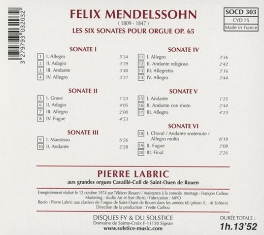Six Sonatas for Organ op - CD Audio di Felix Mendelssohn-Bartholdy - 2
