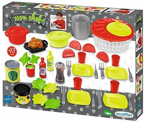 Ecoiffier 100% Chef Set Cucina Con Lava Insalata E 43 Accessori - 2