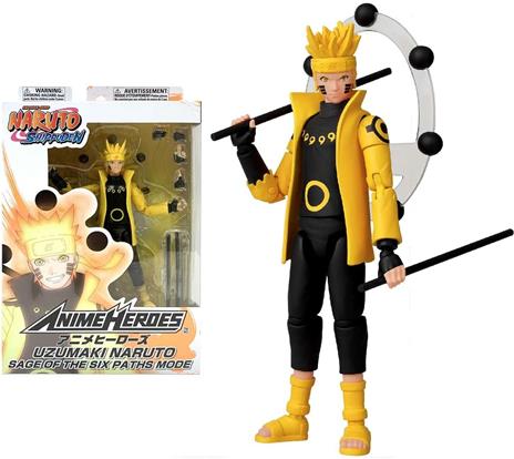 Bandai Anime Heroes Shippuden-Action Figure di Naruto Uzumaki in modalità Eremita Rikudo (Sage of Six Paths Mode) 17 cm-36908, Colore Nero, 36908