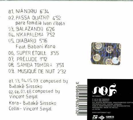 Musique de nuit - CD Audio di Ballaké Sissoko,Vincent Segal - 2