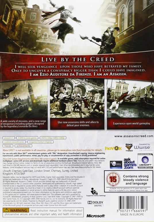 Ubisoft Assassin's Creed II Standard Tedesca, Inglese, ESP, Francese, ITA Xbox 360 - 2