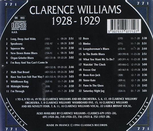 1928-1929 - CD Audio di Clarence Williams - 2