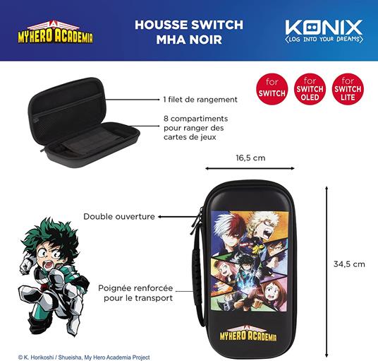 Konix My Hero Academia Custodia rigida Nintendo EVA (Acetato del vinile dell''etilene) Nero - 3
