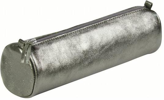 Astuccio tombolino trousse Clairefontaine in pelle iridescente. Grigio grafite