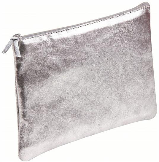 Astuccio trousse piatta Clairefontaine in pelle iridescente. Argento