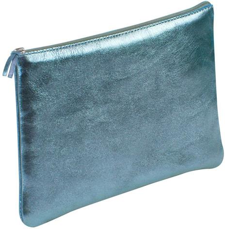 Astuccio trousse piatta Clairefontaine in pelle iridescente. Argento - 2