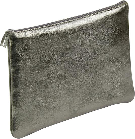 Astuccio trousse piatta Clairefontaine in pelle iridescente. Argento - 4