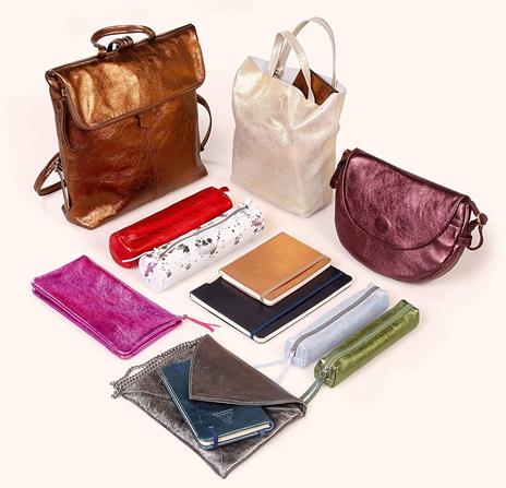 Astuccio trousse piatta Clairefontaine in pelle iridescente. Argento - 5