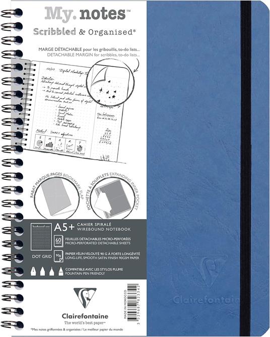 Quaderno spiralato Age Bag, My.Notes 16x21 marg.stacc. 60F DOT Blu