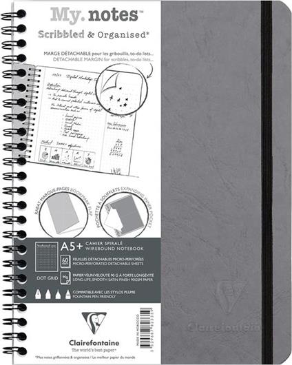 Quaderno spiralato Age Bag, My.Notes 16x21 marg.stacc. 60F DOT Grigio