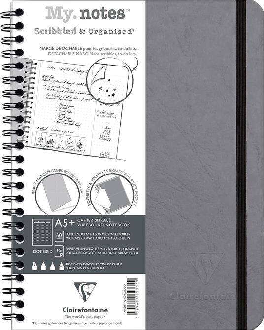 Quaderno spiralato Age Bag, My.Notes 16x21 marg.stacc. 60F DOT Grigio