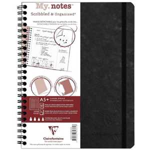 Cartoleria Age Bag My.notes A5+i, 120 p/60 fogli con margine staccabile 90 g/m², coperta. colore nero, a righe Clairefontaine