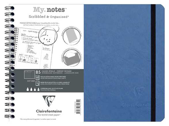 Cartoleria Quaderno spiralato Age Bag, My.Notes 25x19 marg.stacc 60F DOT Blu Clairefontaine