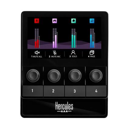 Hercules Stream 100 Controller Audio per Livestream 4 Pulsanti Nero