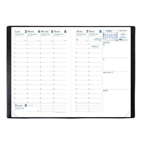 Agenda settimanale 2025, Quo Vadis, 13 mesi, Affari, con rubrica, italiano, Impala nero - 10 x 15 cm - 3