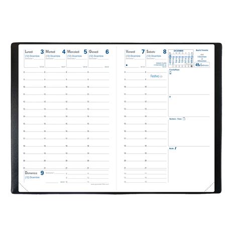 Agenda settimanale 2024, Quo Vadis, 13 mesi, Affari, con rubrica, italiano, Impala nero - 10 x 15 cm - 3