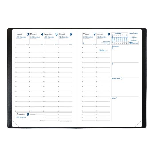Agenda settimanale 2026, Quo Vadis, 13 mesi, Affari, con rubrica, italiano, Club nero - 10 x 15 cm  - 3