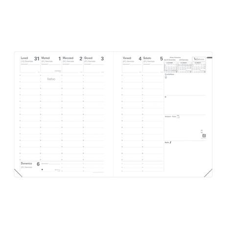Agenda settimanale 2025, Quo Vadis, 13 mesi, Presidente, con rubrica, italiano, Impala nero - 21 x 27 cm - 2