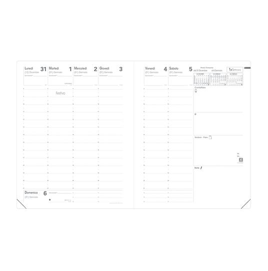 Agenda settimanale 2025, Quo Vadis, 13 mesi, Presidente, con rubrica, italiano, Impala nero - 21 x 27 cm - 2