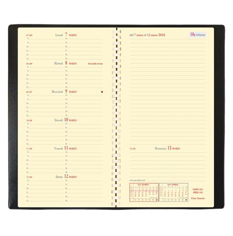Agenda settimanale 2025, Quo Vadis, 13 mesi, Italnote Spirale, con rubrica, italiano, Impala nero - 8,8 x 17 cm - 3