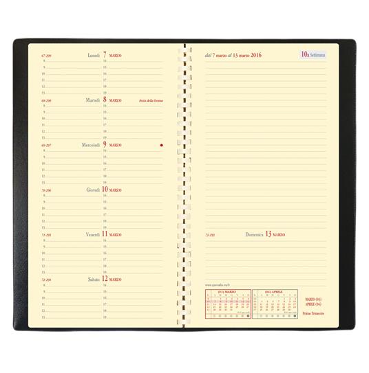 Agenda settimanale 2025, Quo Vadis, 13 mesi, Italnote Spirale, con rubrica, italiano, Impala nero - 8,8 x 17 cm - 3