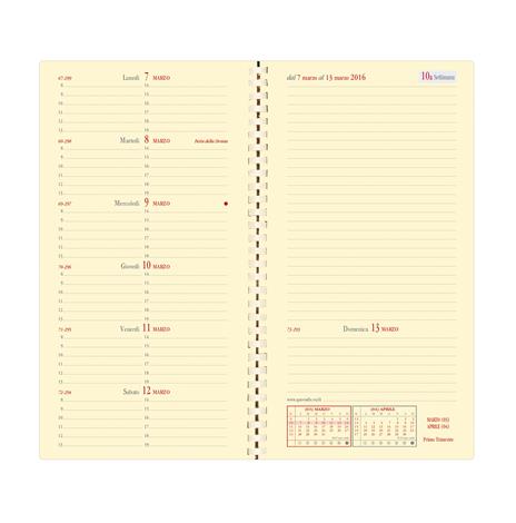 Agenda settimanale 2023, Quo Vadis, 13 mesi, ITALNOTE Spirale, con rubrica IT, Soho nero - 8,8 x 17 cm - 2