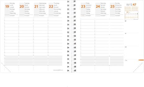 Agenda settimanale 2026, Quo Vadis, 13 mesi, Time&Life MEDIUM, con rubrica, multingue, nero, con elastico - 16 x 16 cm  - 3