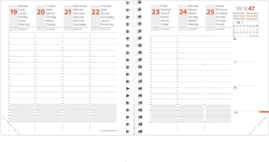 Agenda settimanale 2026, Quo Vadis, 13 mesi, Time&Life MEDIUM, con rubrica, multingue, nero, con elastico - 16 x 16 cm  - 5