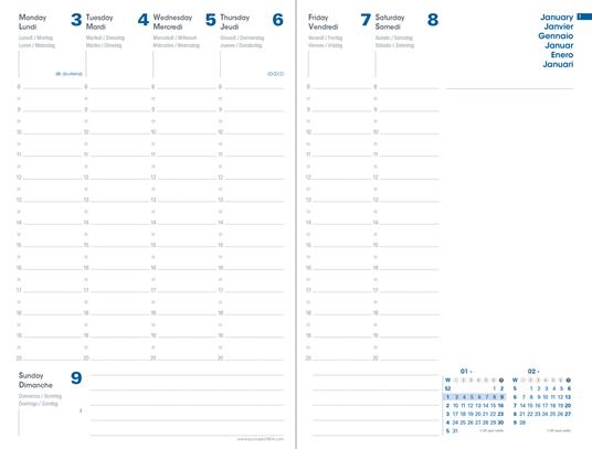 Agenda settimanale 2026, Quo Vadis, 13 mesi, Presidente, con rubrica, multingue, Equology nero - 21 x 27 cm  - 8