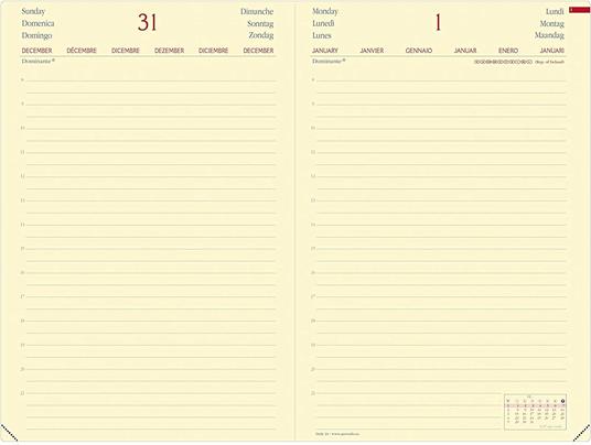 Agenda giornaliera 2025, Quo Vadis, 12 mesi, DAILY 24 PREST, multilingue, Silk, con elastico blu - 16 x 24 cm - 2