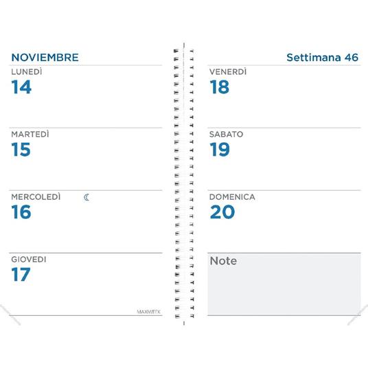 Agenda settimanale Maxiweek Quo Vadis 2023, 13 mesi, AFFARI rub IT Toscana bl acqua Maxiweek spir. - 10 x 15 cm - 2