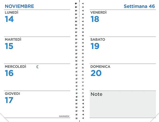Agenda settimanaleMaxiweek Quo Vadis 2023, 13 mesi, MINISTRO rub IT Toscana bl acqua Maxiweek spir. - 16 x 24 cm - 2