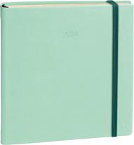 Agenda settimanale 2026, Quo Vadis, 13 mesi, Esecutivo PREST fas, multingue, Silk verde acqua, con elastico - 16 x 16 cm 