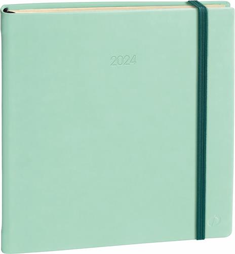 Agenda settimanale 2026, Quo Vadis, 13 mesi, Esecutivo PREST fas, multingue, Silk verde acqua, con elastico - 16 x 16 cm 