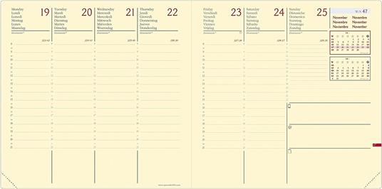 Agenda settimanale 2026, Quo Vadis, 13 mesi, Esecutivo PREST fas, multingue, Silk verde acqua, con elastico - 16 x 16 cm  - 2