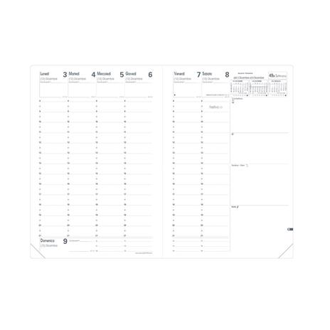 Agenda settimanale 2025, Quo Vadis, 13 mesi, MINISTRO, con rubrica IT, Calypso blu metallizzato - 16 x 24 cm - 3