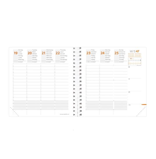 Agenda settimanale 2026, Quo Vadis, 13 mesi, Time&Life MEDIUM, con rubrica, argento, con elastico - 16 x 16 cm  - 2
