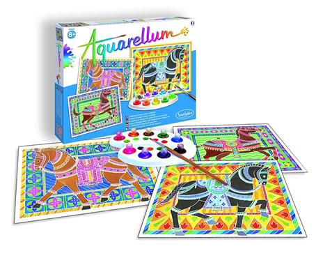 Sentosphere 3906090 - Set per dipingere con acquerelli e 3 Disegni da colorare, Tema: Cavalli - 4