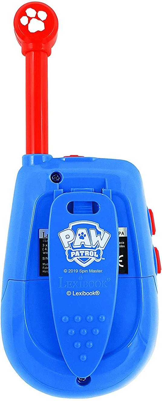 Paw Patrol La Squadra dei Cuccioli Chase Walkie Talkies digitali Portata 2km, Morse luminoso, Clip da cintura, Batteria, Blu/Rosso, TW25PA, Lexibook - 2