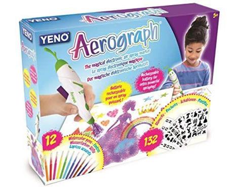 Lexibook Aerografo Spray Elettronico Magico, 132 Stencil, 12 Pennarelli, Colore Bianco, CR800 - 3