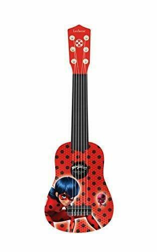 Lexibook Lexibook-K200MI Tales of Ladybug & Cat Noir Miraculous Ladybug La mia Prima Chitarra, 6 Corde in Nylon per i Bambini, 53 cm, guía incluida, Rosso/Nero, K200MI, Colore