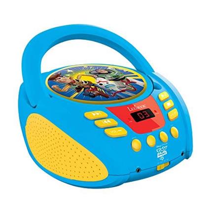 Lexibook Disney Toy Story Buzz & Woddy Lettore CD Boombox, Jack per Microfono, AUX in, AC o Funziona a batterie, Blu, RCD108TS, Colore