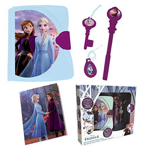 Lexibook Disney Frozen 2, Electronic Secret diaro con Luce e Suono, quaderno, Chiave Magica, Penna e Medaglione, Giocattolo per Ragazze Bambini, Blu/Viola