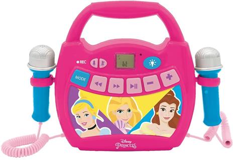 Lexibook- Disney Princess Lettore Musicale Karaoke Portatile per Bambini-micros, Effetti Luminosi, Bluetooth, Registrazione/Cambio vocale, batterie Ricaricabili, Rosa, MP320DPZ - 2