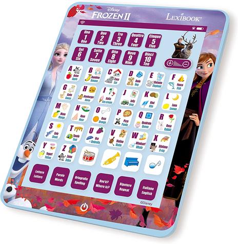 Lexibook Touchscreen ed Effetti sonori Frozen, Tablet bilingue per Imparare Lettere, Numeri, vocabolario e Musica, Lingue Italiano/Inglese, Blue - 2