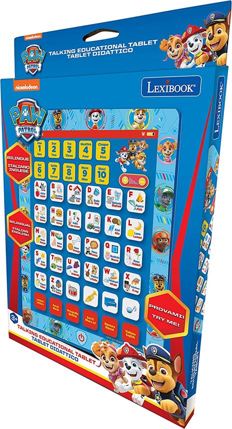 Lexibook Touchscreen ed Effetti sonori Paw Patrol, Tablet bilingue per Imparare Lettere, Numeri, vocabolario e Musica, Lingue Italiano/Inglese, Blue - 4