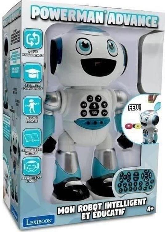 Robot programmabile Powerman Advance - quiz, musica, giochi, storie - telecomando - Bianco-blu